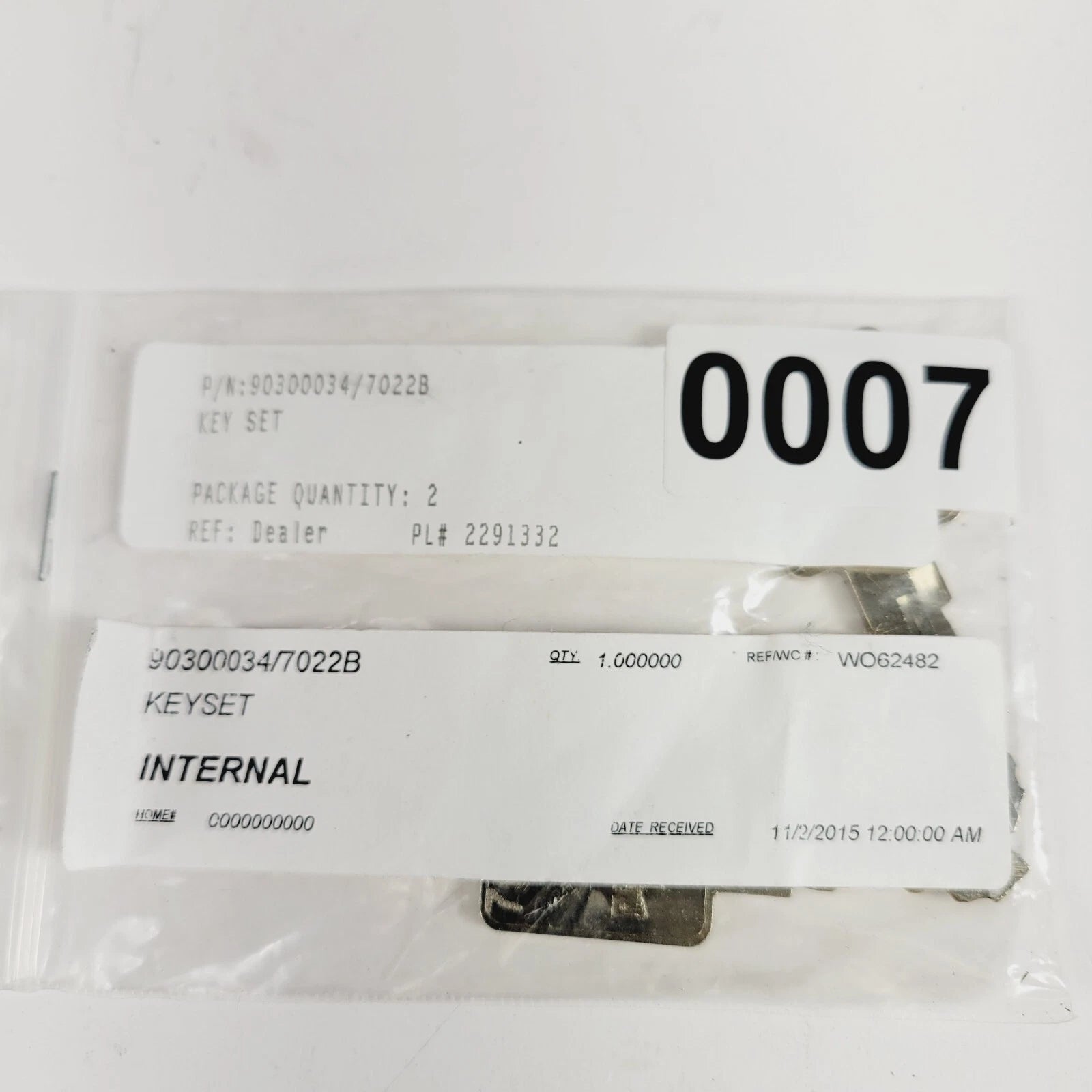 Key Set for Harley Davidson (OEM Code 7022B, 90300034)