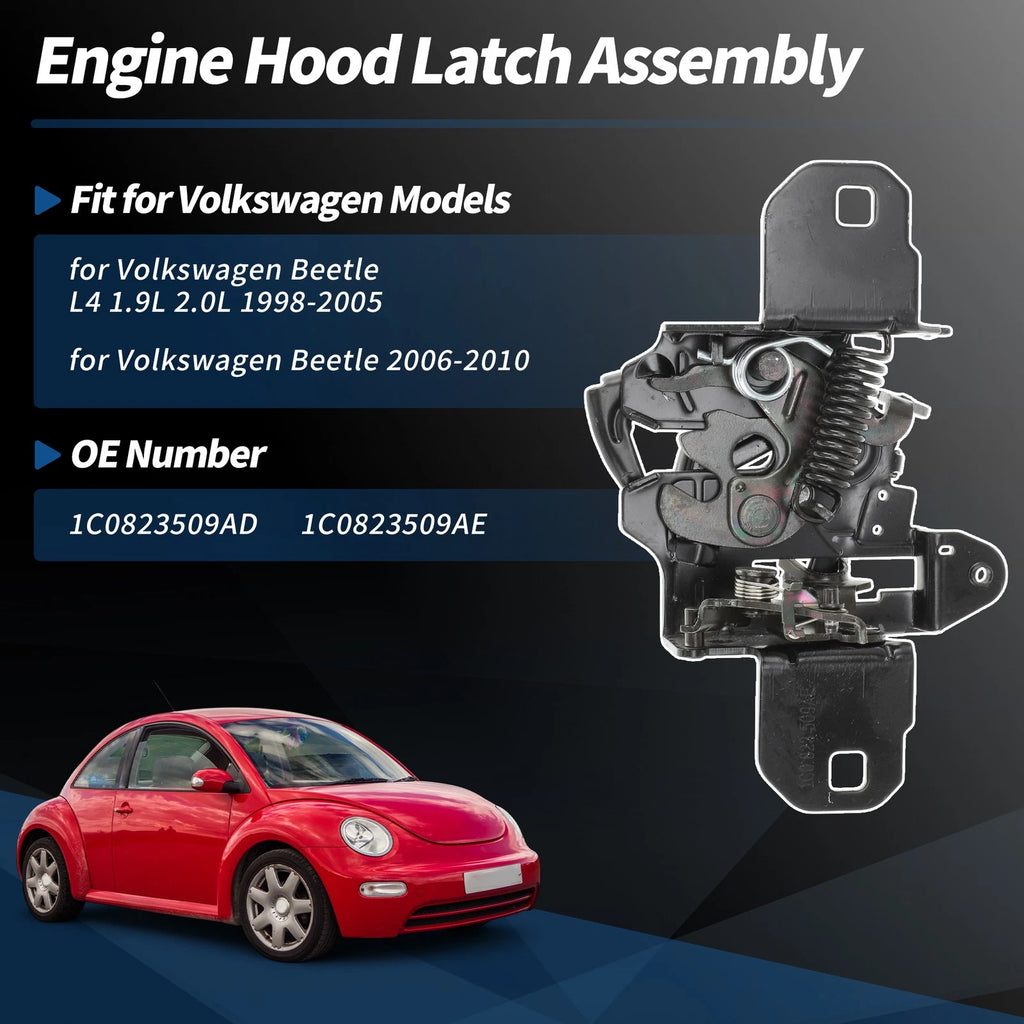 Hood Latch Assembly for Volkswagen Beetle L4 1.9L 2.0L (1998–2005) No. 1C0823509AD