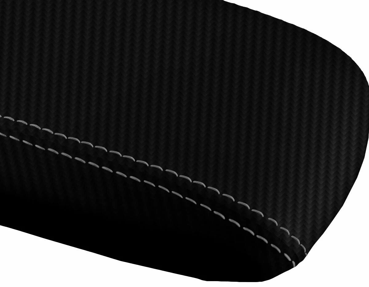 Console Lid Armrest Cover for Ford Mustang (1994–2004) Carbon Fiber Gray Stitch