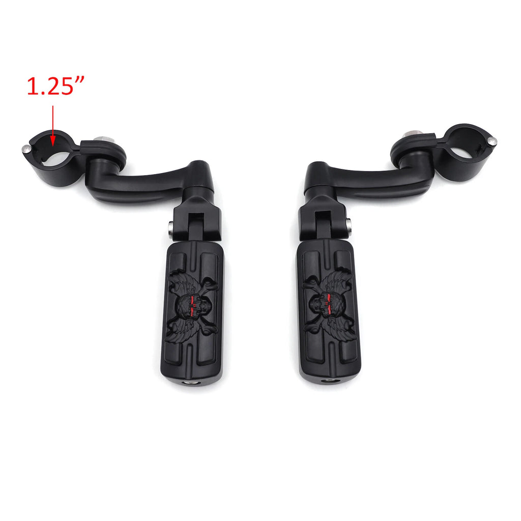Foot Peg Kit for Harley Fat Boy (2000–2023) - Pirate Skull, 1.25" Engine Guard