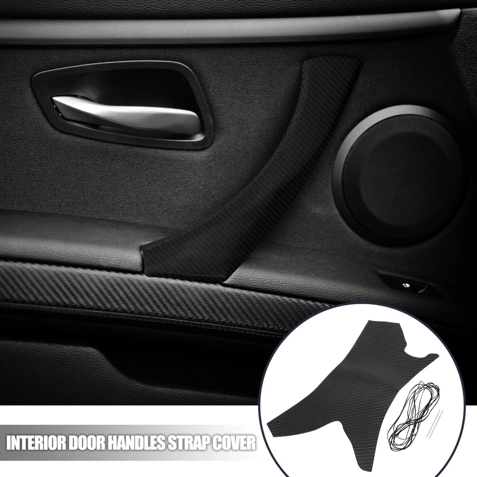 Interior Door Handle Strap Cover for BMW E90 (2006–2013) - Carbon Fiber Pattern