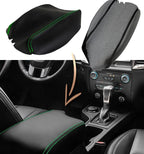 Leather Console Lid Armrest Cover for Ford Ranger (2019–2020) Green Stitch