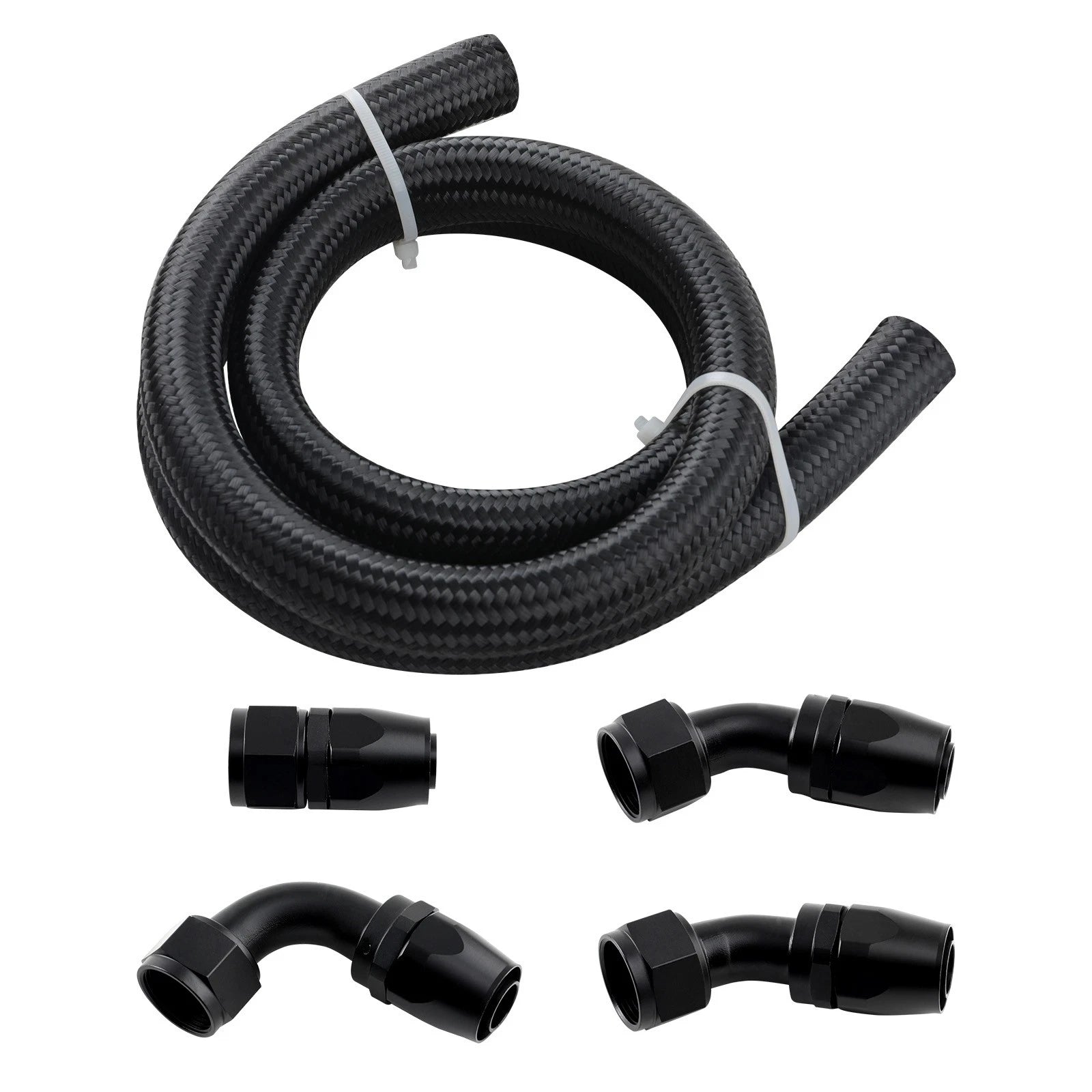 16AN Rubber Nylon Braided Fuel Hose 90° for