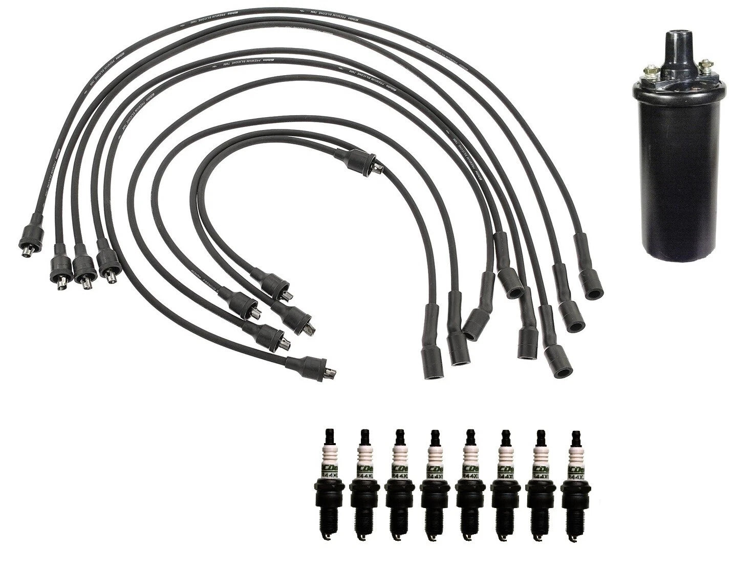 Ignition Wires & 8 Spark Plugs Kit for Chevy Bel Air/Brookwood (1950–1975)