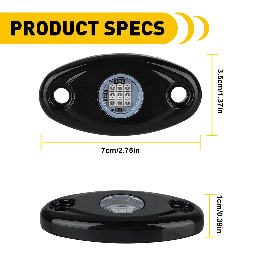 Set of 4 LED Rock Lights for Jeep
