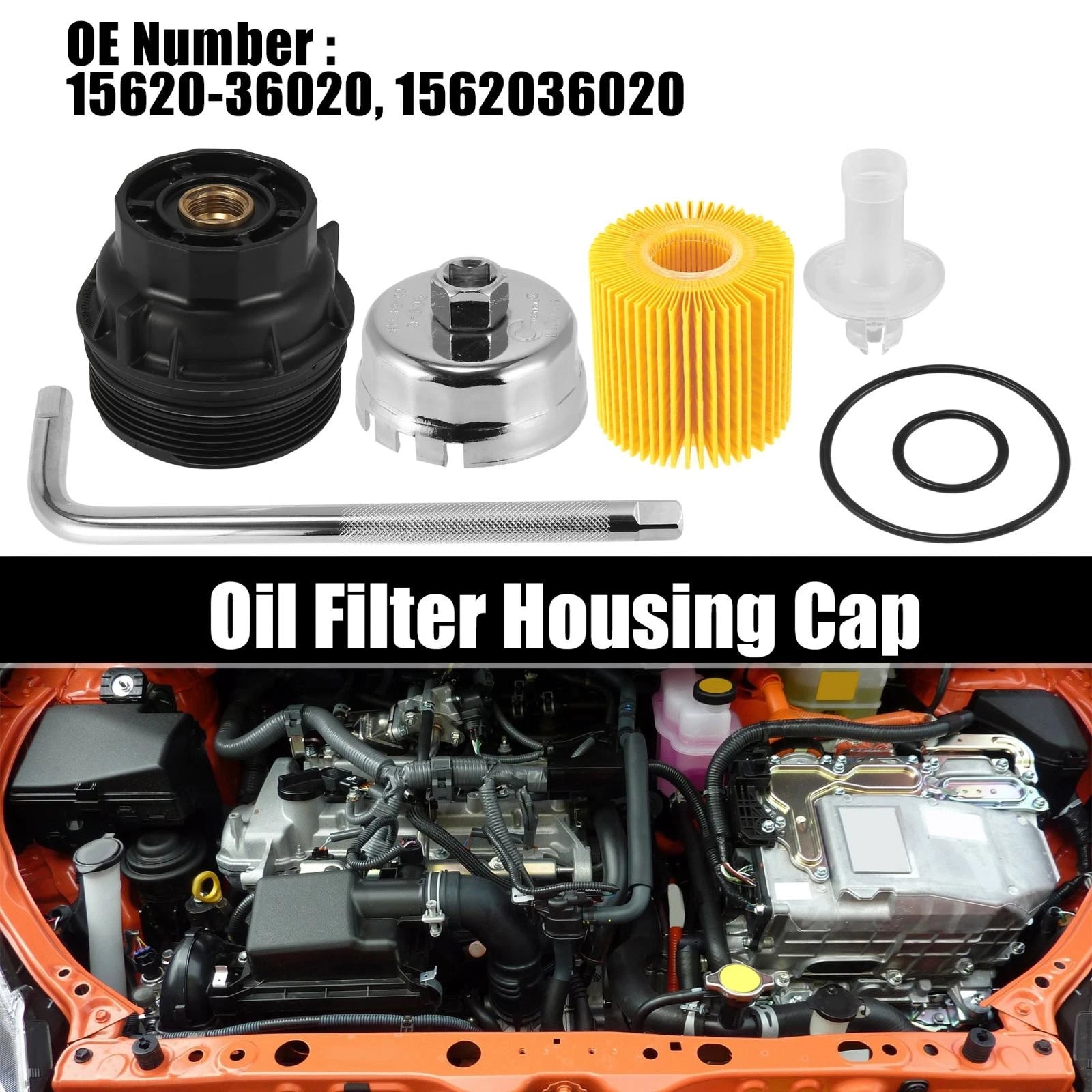 Set of 1 Oil Filter Cap with Remover Tool for Toyota Lexus ES350 (2007–2012) 15620-36020