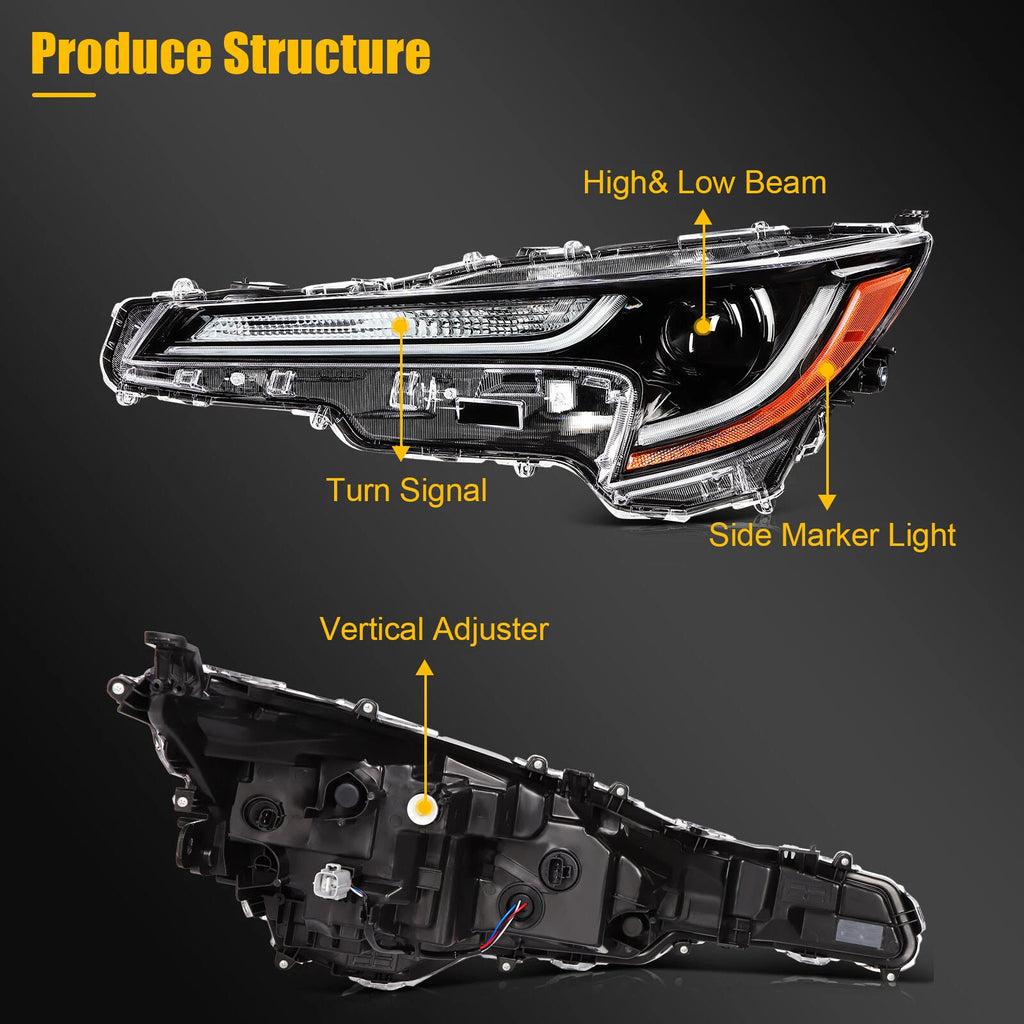 2Pcs Full LED Headlight with Bulbs for Toyota Corolla (2020–2022)