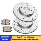 Front Drilled Slotted Rotors & Ceramic Brake Pads for Nissan Cube Sentra Versa (YYYY–YYYY)