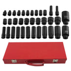 35pcs Lug Nut Socket Set 1/2" Deep Impact 8-32mm 6 Point