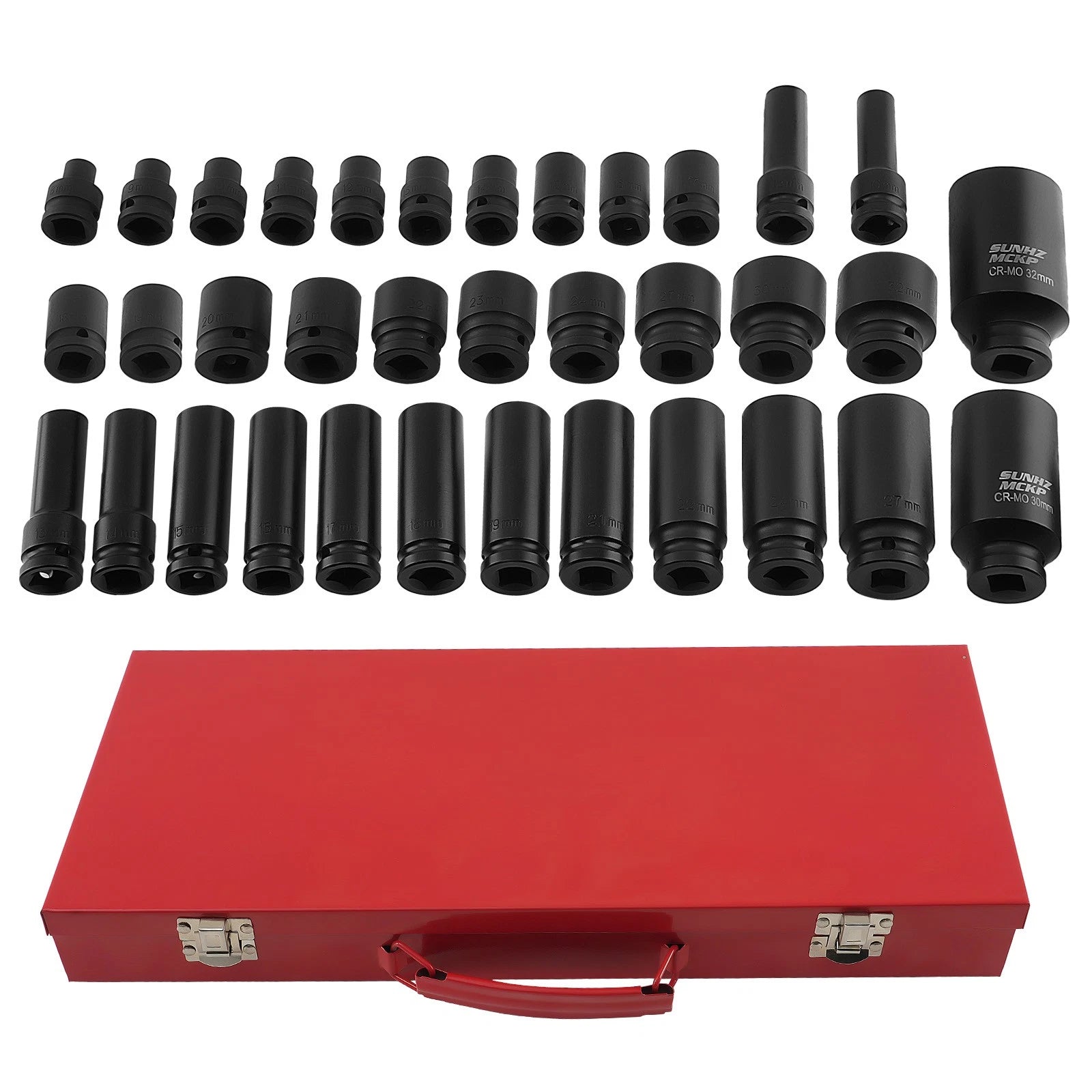 35pcs Lug Nut Socket Set 1/2" Deep Impact 8-32mm 6 Point
