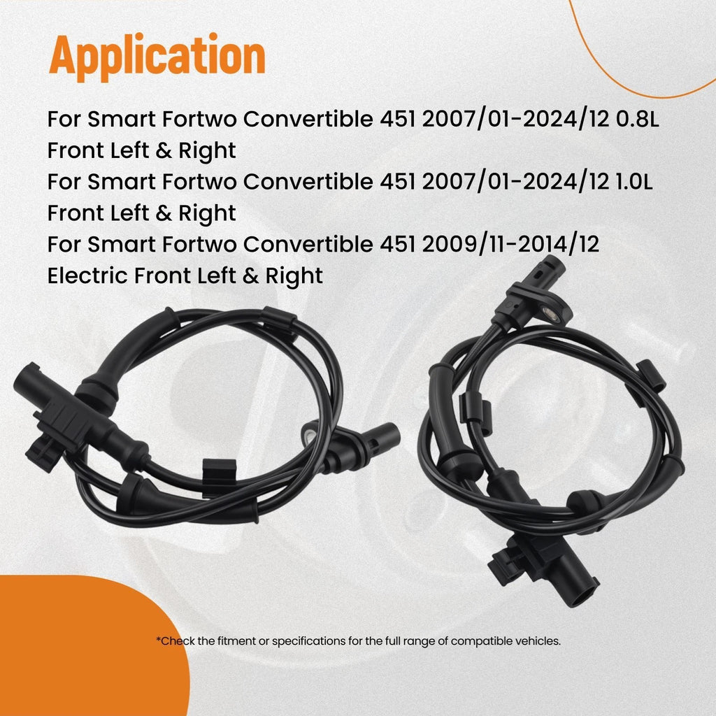 ABS Wheel Speed Sensor Front Pair for Smart Fortwo Coupe (2007–2024) 4515400217