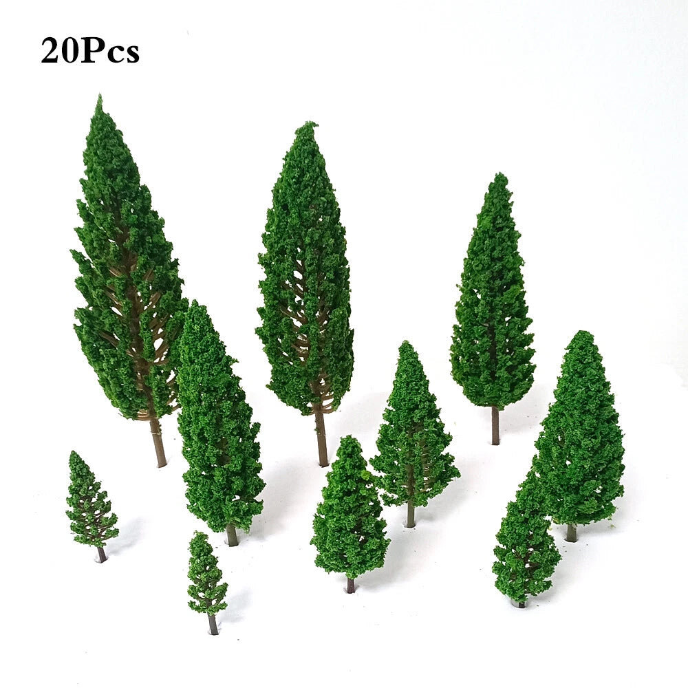20pcs Miniature Trees for Train Railroad Wargame Park Scenery