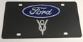 Vanity License Plate w Ford V8 Emblem Black Premium Steel (Licensed)