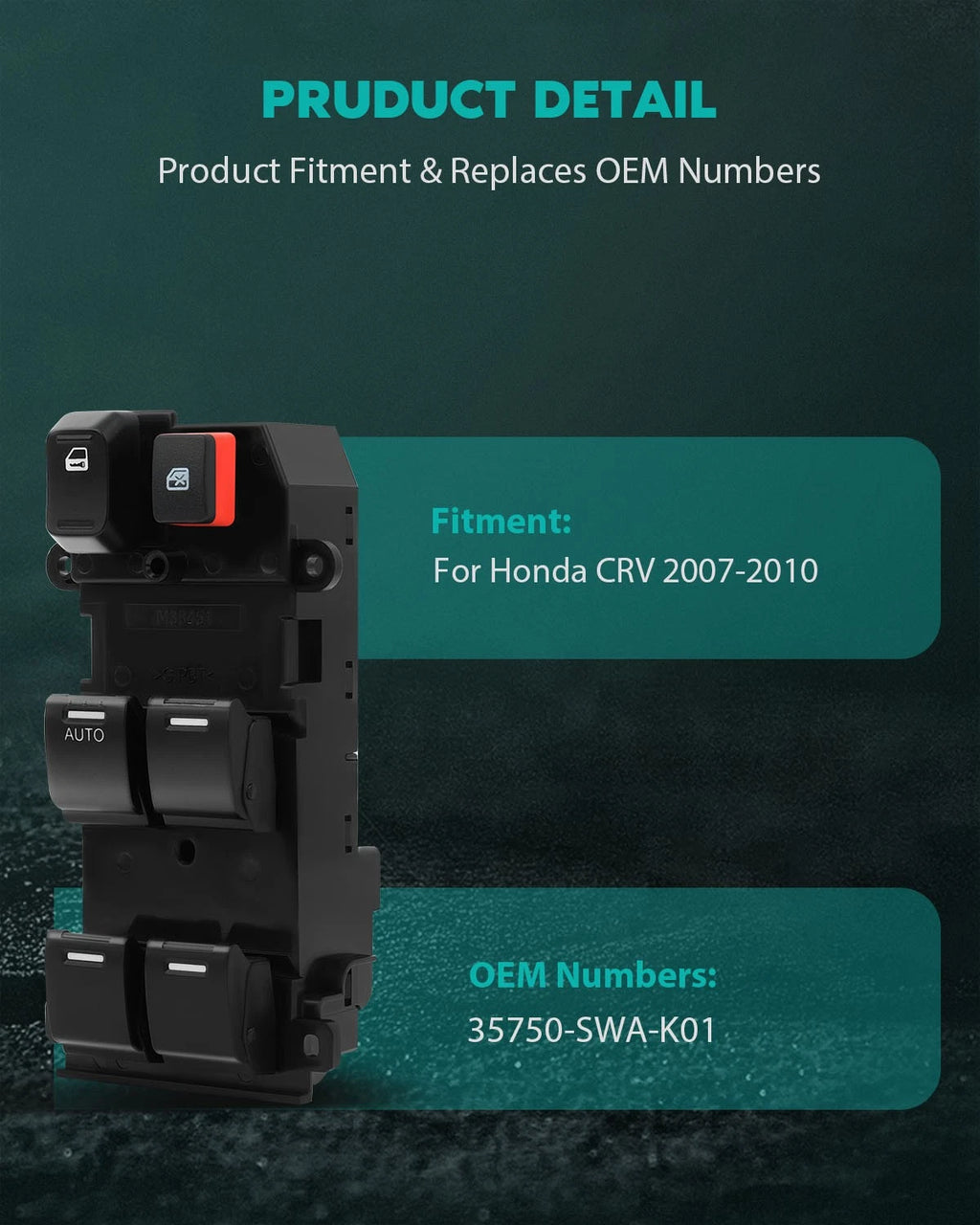 Power Window Switch for Honda CR-V (2010–2011) 35750SWAK01