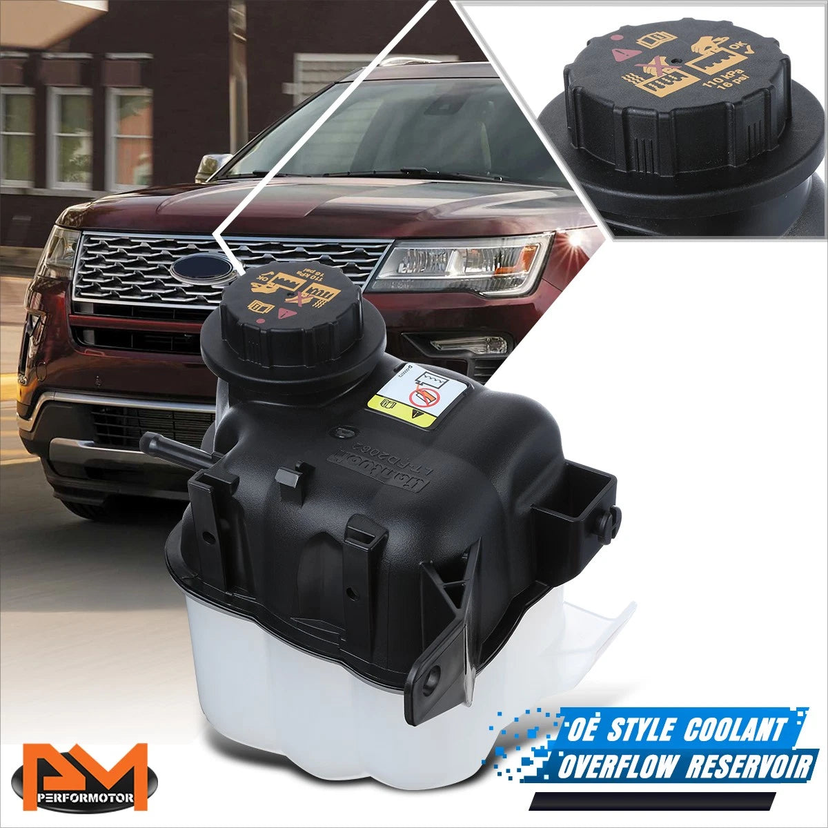 OE Style Coolant Overflow Reservoir w/Cap for Ford Taurus/Explorer (2008–2019)