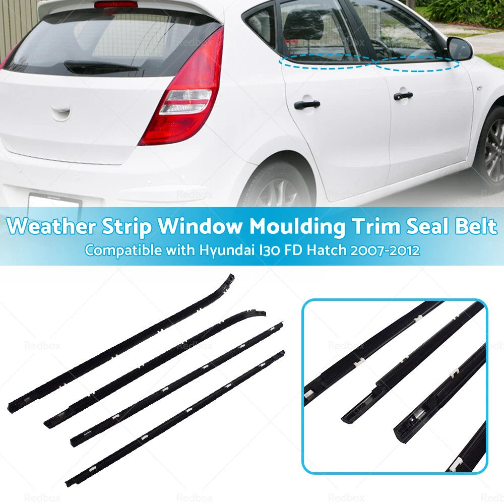 Set of 4 Weather Strip Window Moulding Trim for Hyundai I30 FD (2007–2012)