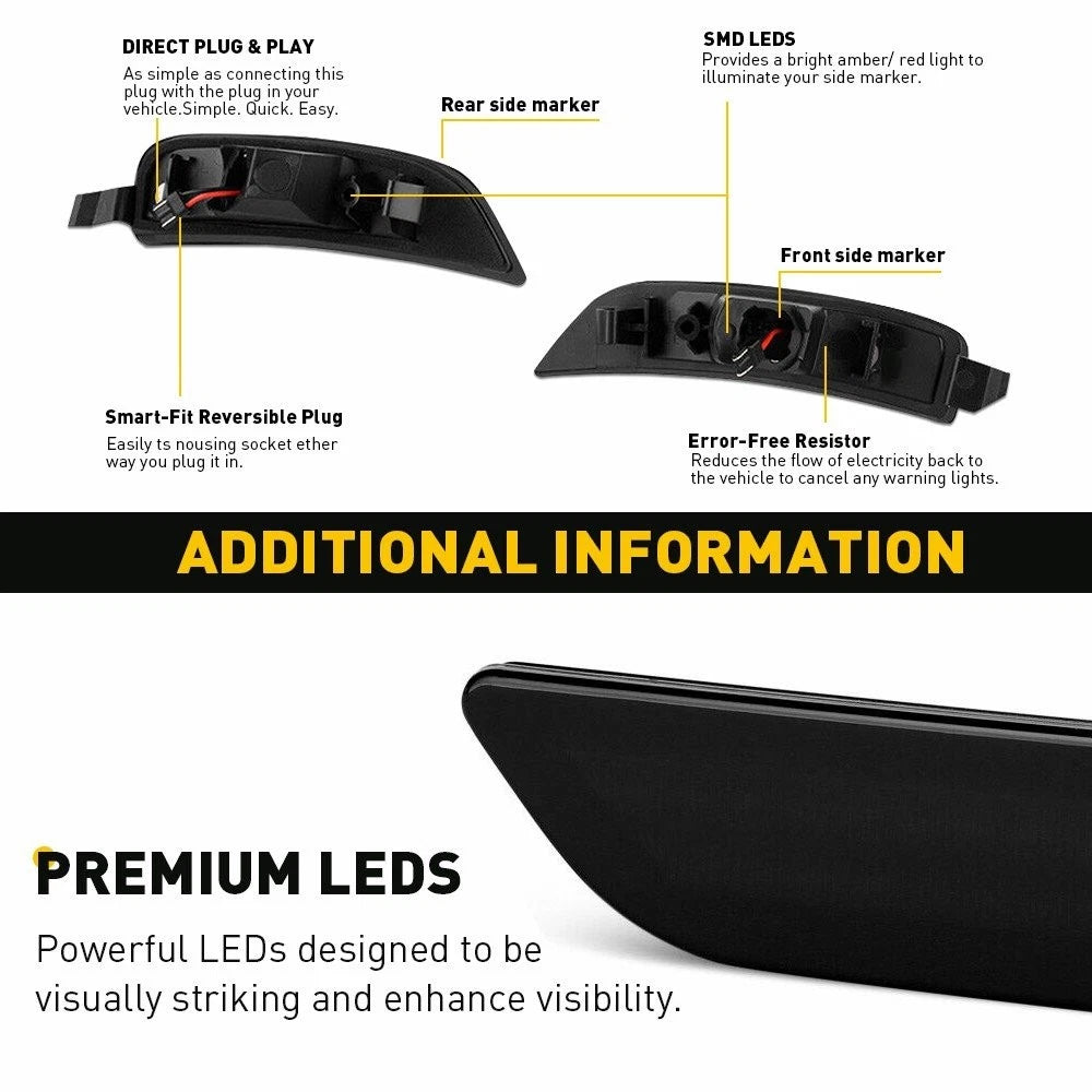 Set of 2 Smoked Side Marker Lights for Mazda MX-5 Miata (2016–2022)