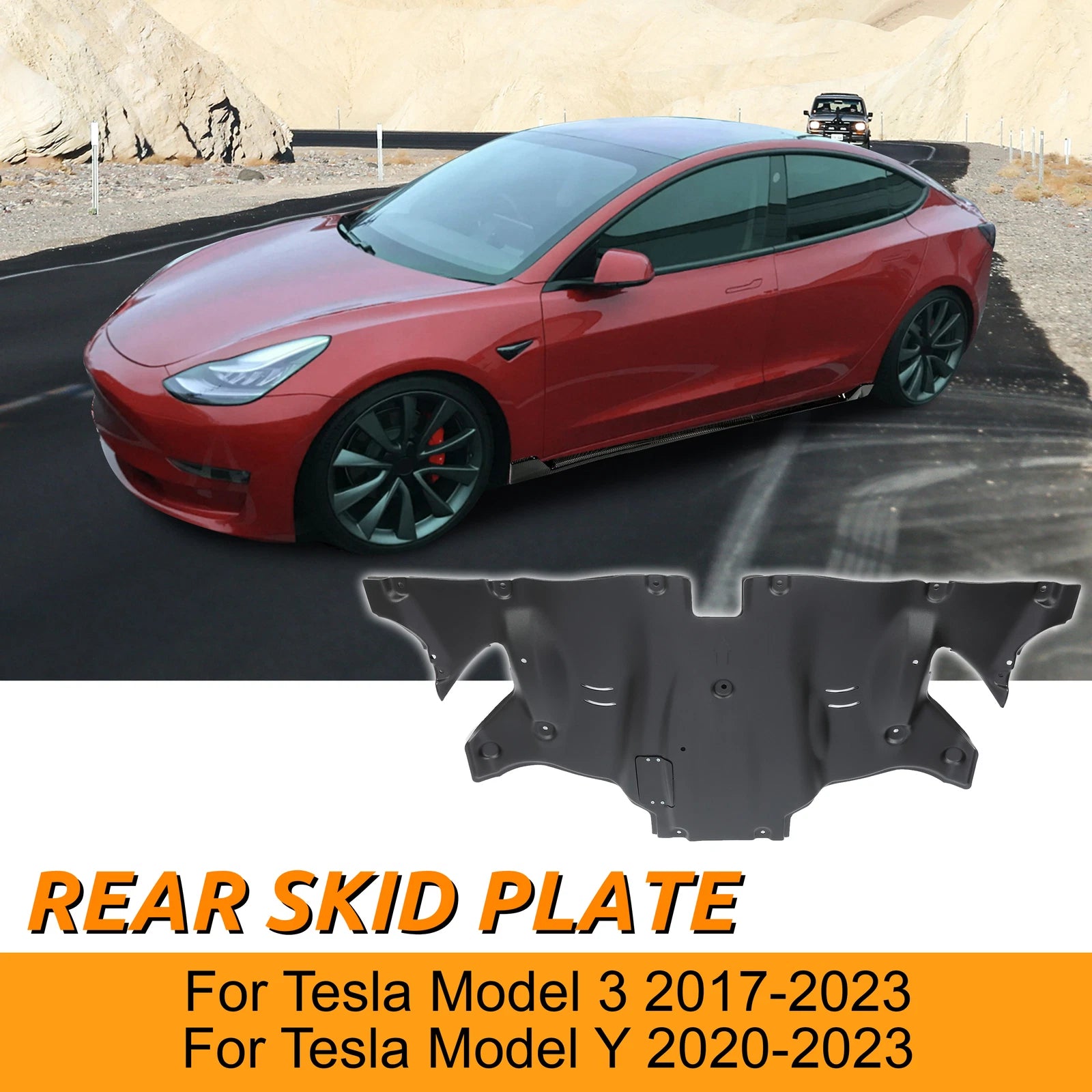 Aluminum Powder Coated Rear Skid Plate for Tesla Model 3/Y (2017–2024)