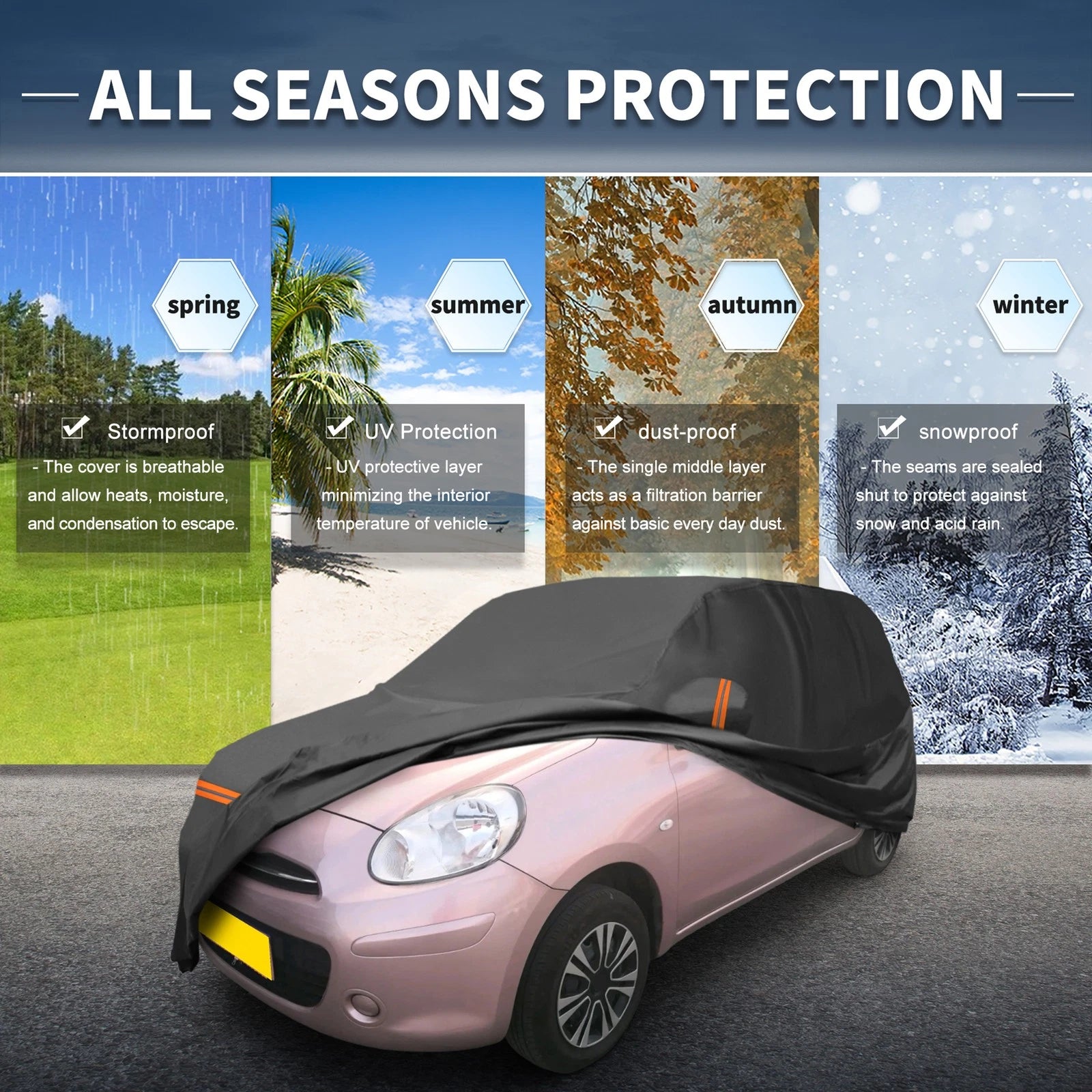 Waterproof Car Cover for Nissan Micra (1992–2016) with Zipper