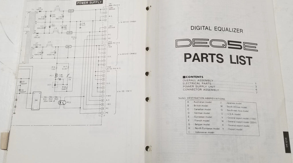 Digital Equalizer Service Manual for Yamaha DEQ5E (Vintage)