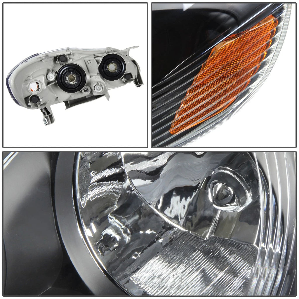 Black Clear Headlight, Amber Corner & Smoked LED Fog Light Kit for Toyota Corolla (2003–2008)