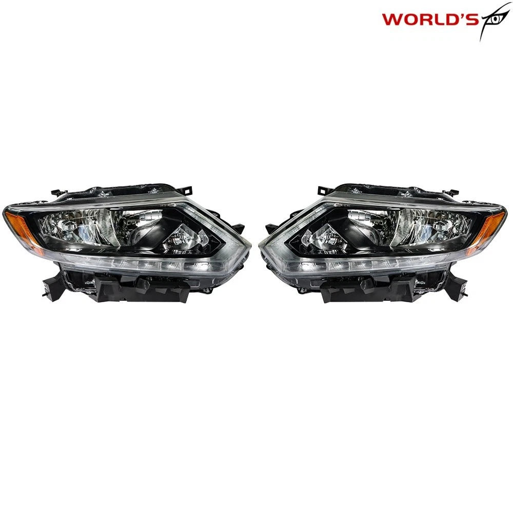 Set of 2 Halogen Headlights for Nissan Rogue (2014–2016) Chrome Housing