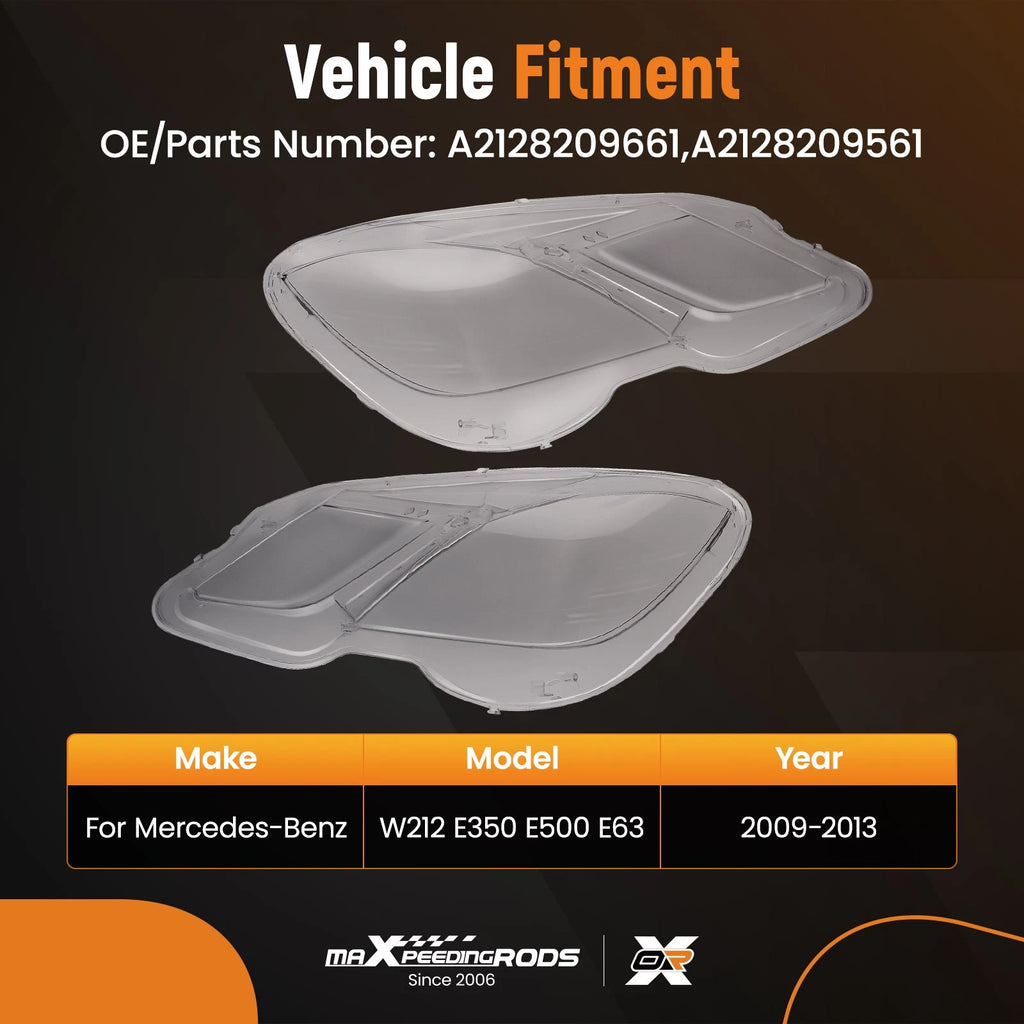Headlight Lamp Lens Cover for Benz W212 E350 E500 E63 (2009–2013) A2128209561