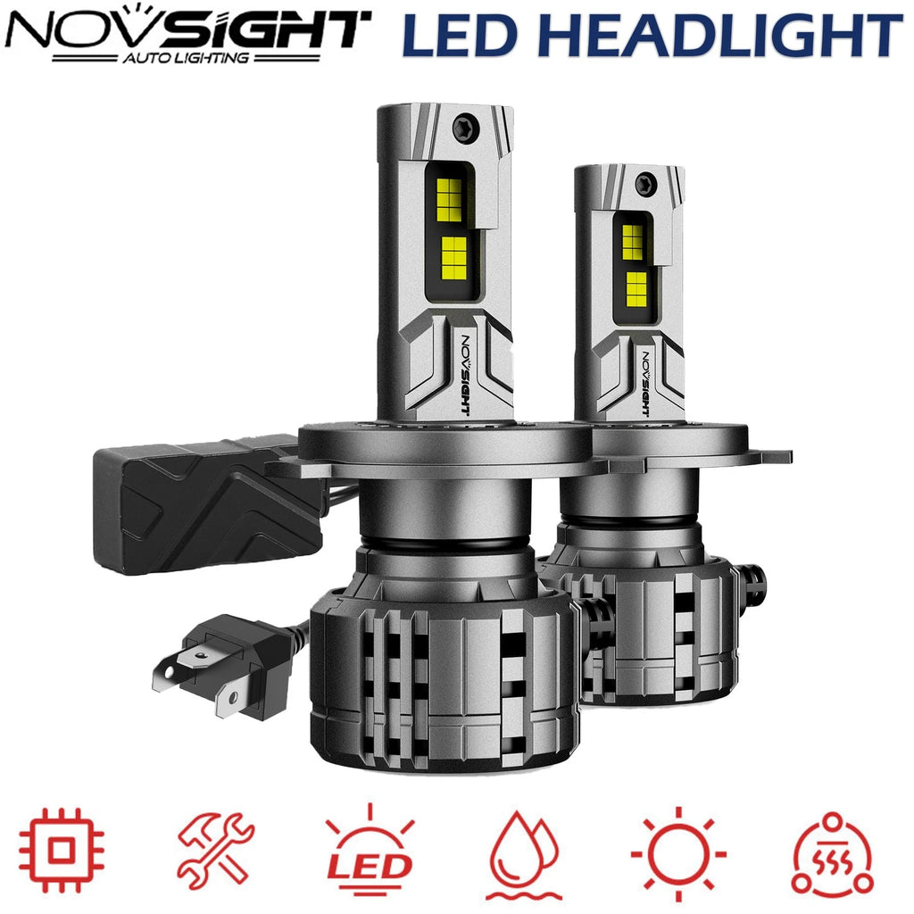 2X H4 LED Headlight Bulbs for NOVSIGHT (6500K, 40000LM)