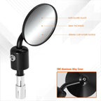 Round Side Mirror Bar-end for Naked Bike Cruiser (Universal)