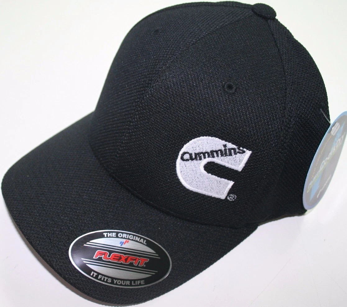 Cummins Fitted Flex Fit Hat Cap - Black Wicking (Dry)