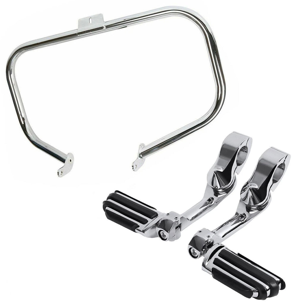 Engine Guard Crash Bar + 1.25" Highway Foot Pegs for Harley Softail (2000–2017)