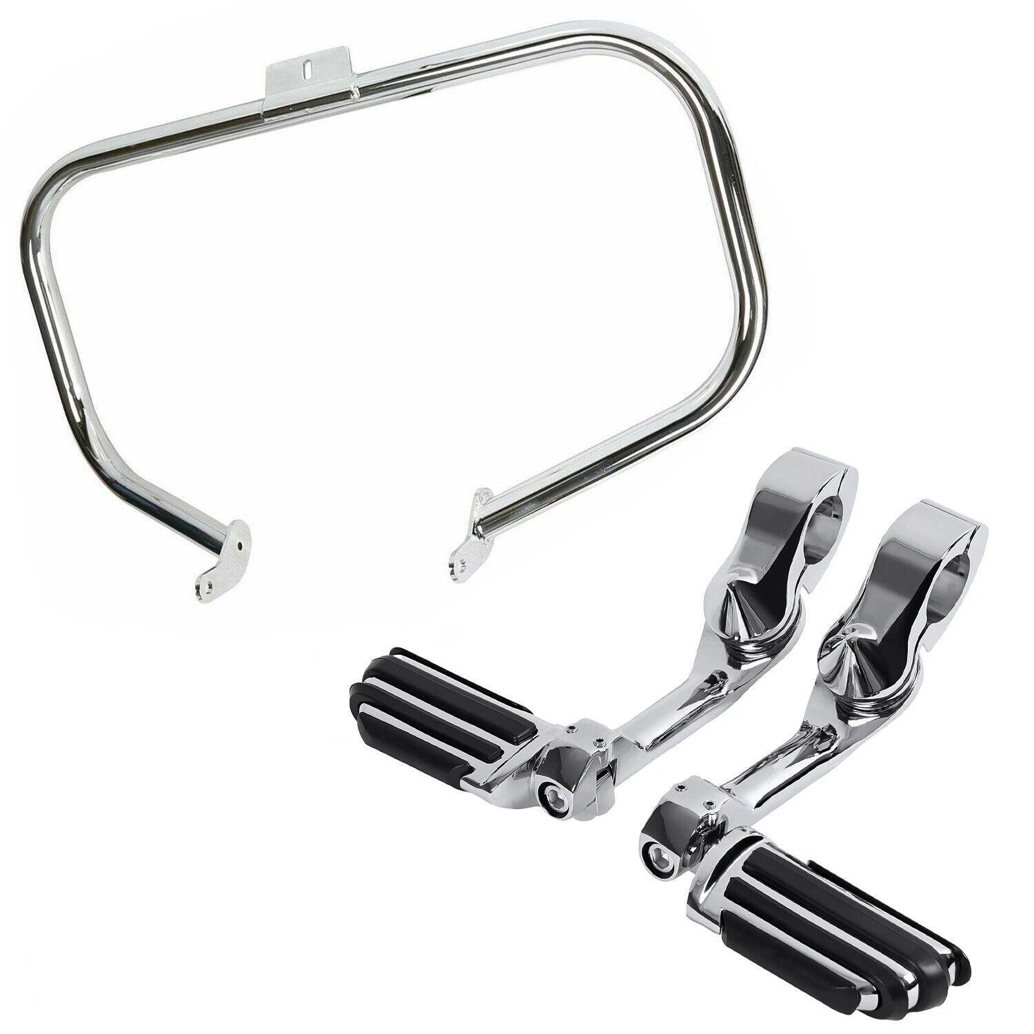 Engine Guard Crash Bar + 1.25" Highway Foot Pegs for Harley Softail (2000–2017)