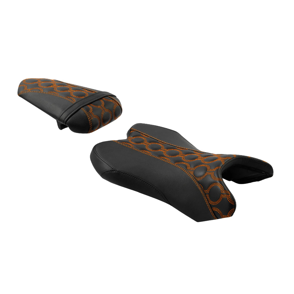 Rider Driver & Passenger Seats for Yamaha YZF R1 (2007–2008) Black Orange
