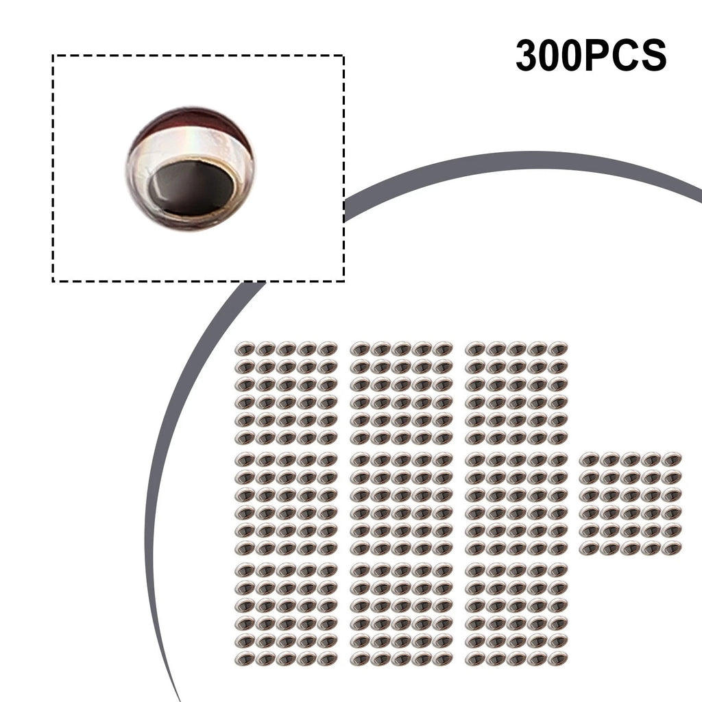 300 Pack 3D Holographic Fishing Lure Eyes for DIY Fly Tying