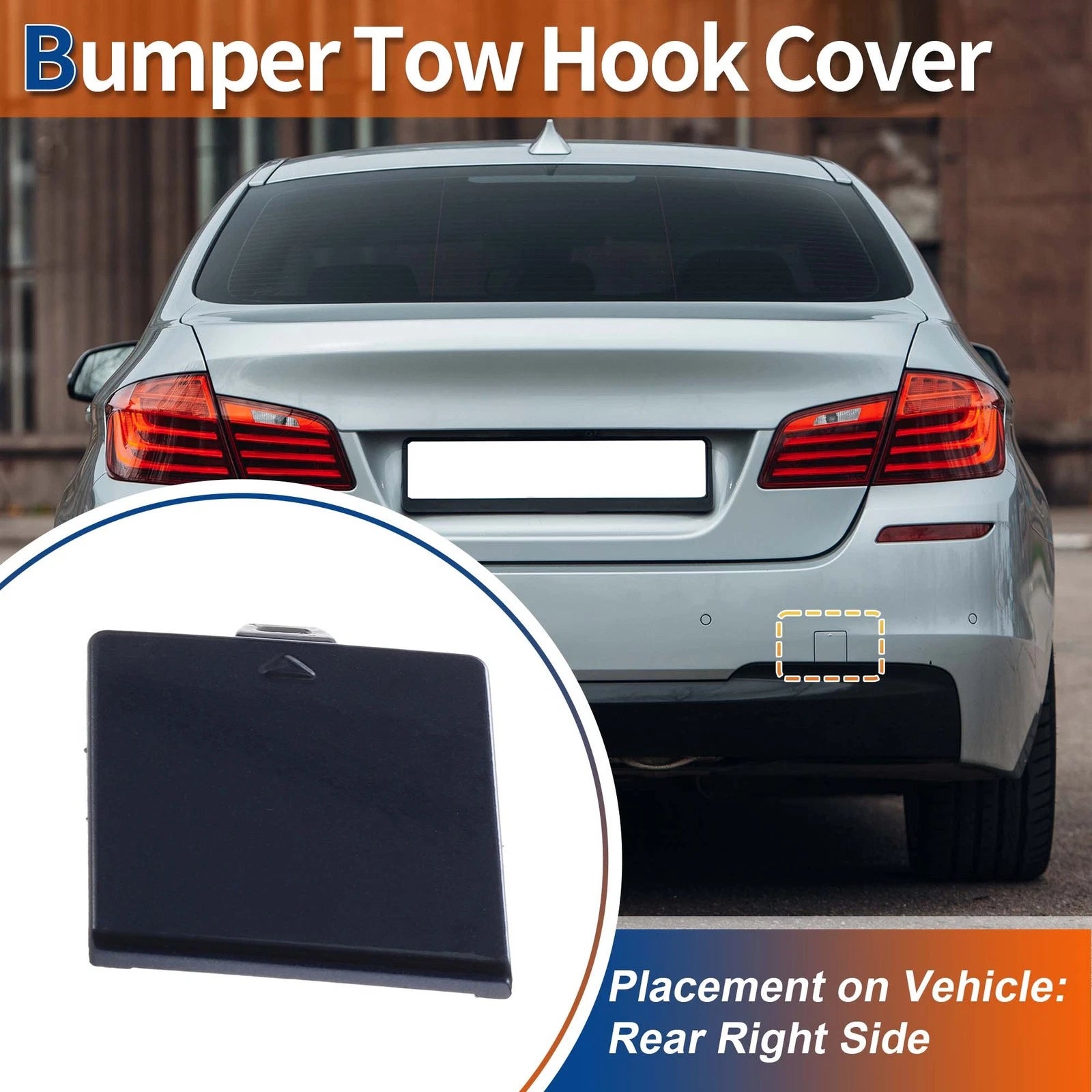 Rear Car Bumper Tow Hook Cover for BMW 5 Series F10 (2011–2017) No. 51128048592 Deep Sea Blue