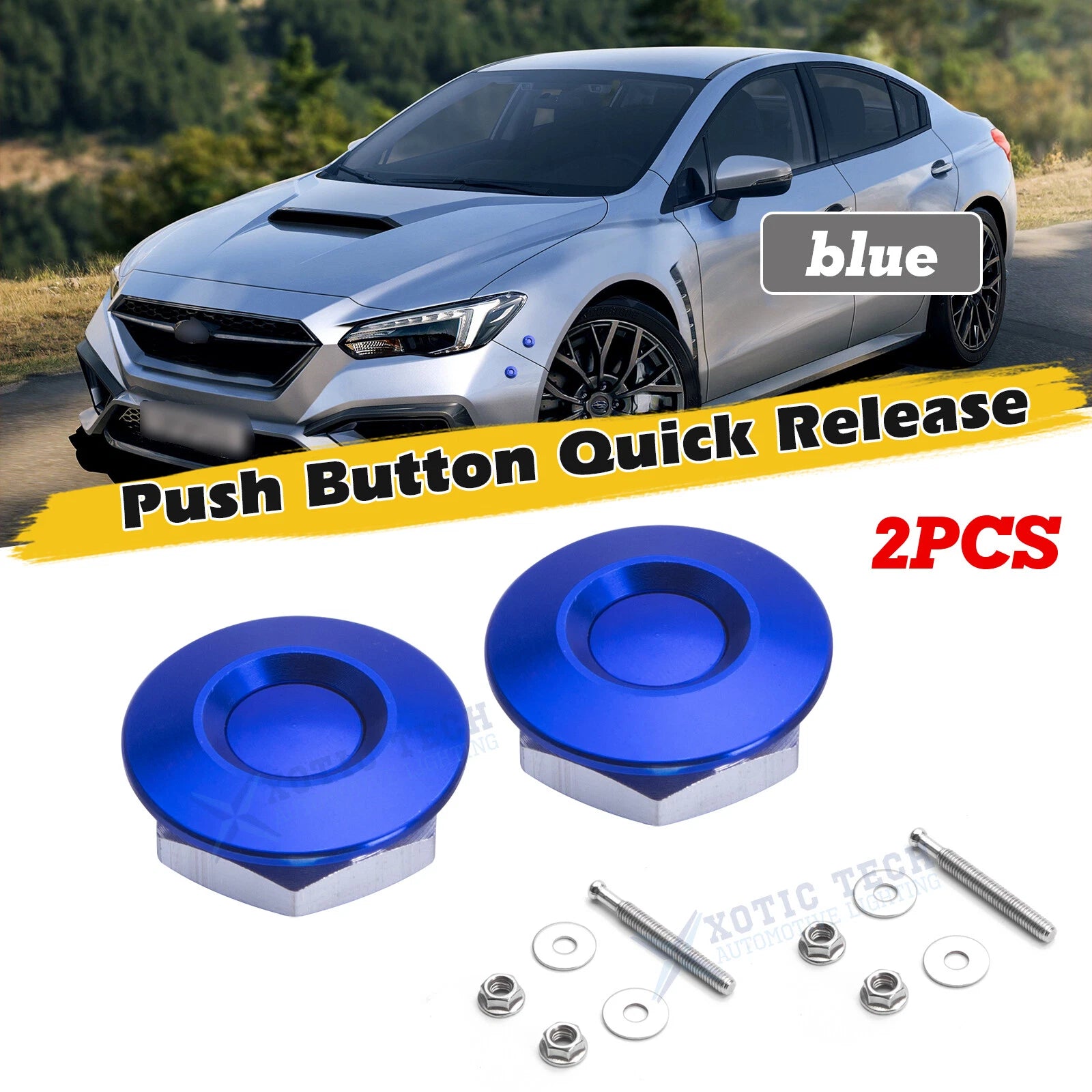 2Pcs Blue Bumper Hood Pin Lock Clip Kit for Car (—202—)