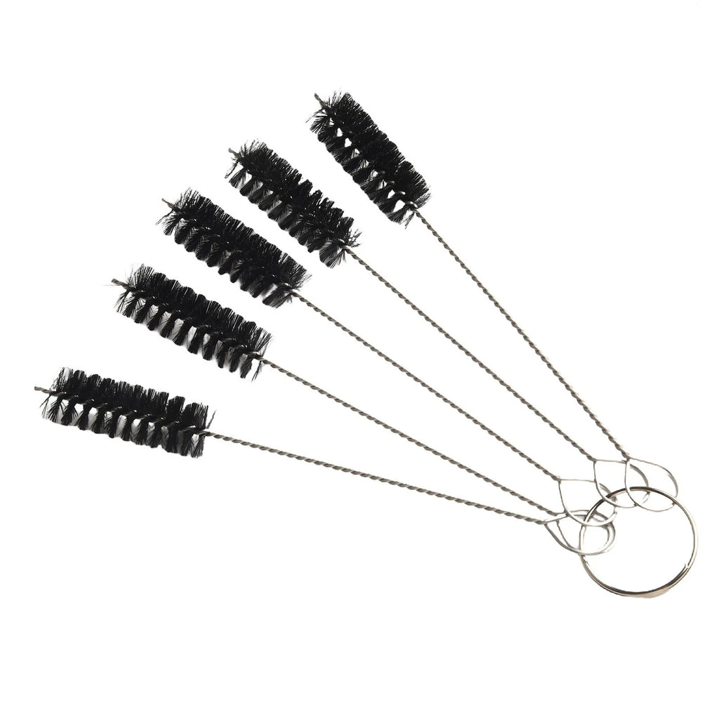 Set of 5 Tube Brushes for Bores Parts - Black Strong Bristles