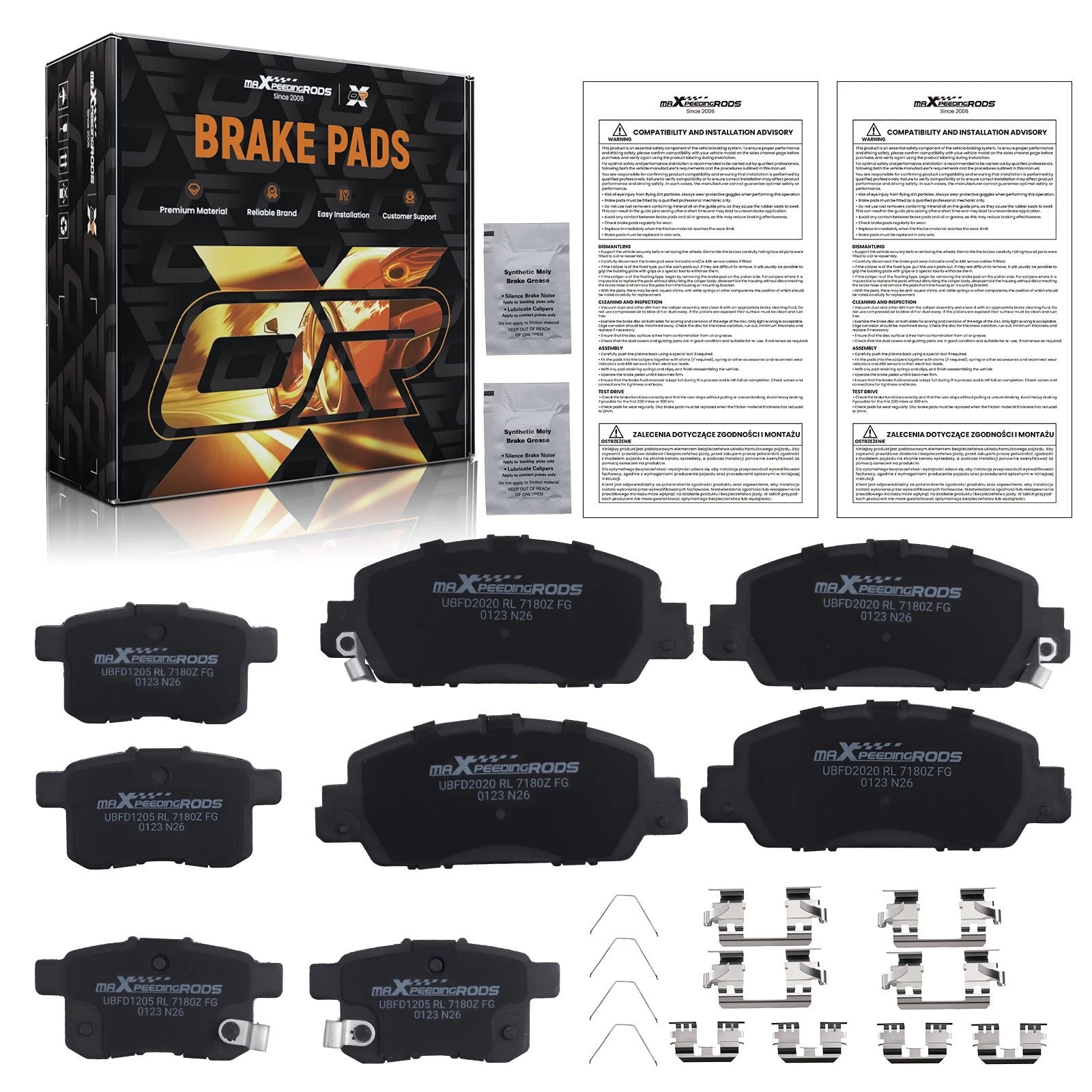 8pcs Ceramic Brake Pads Set for Honda Accord (2013–2017) EX EX-L Hybrid