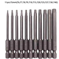 11pcs Steel Hex Torx Screwdriver Bit Set 75mm for Professional Tools