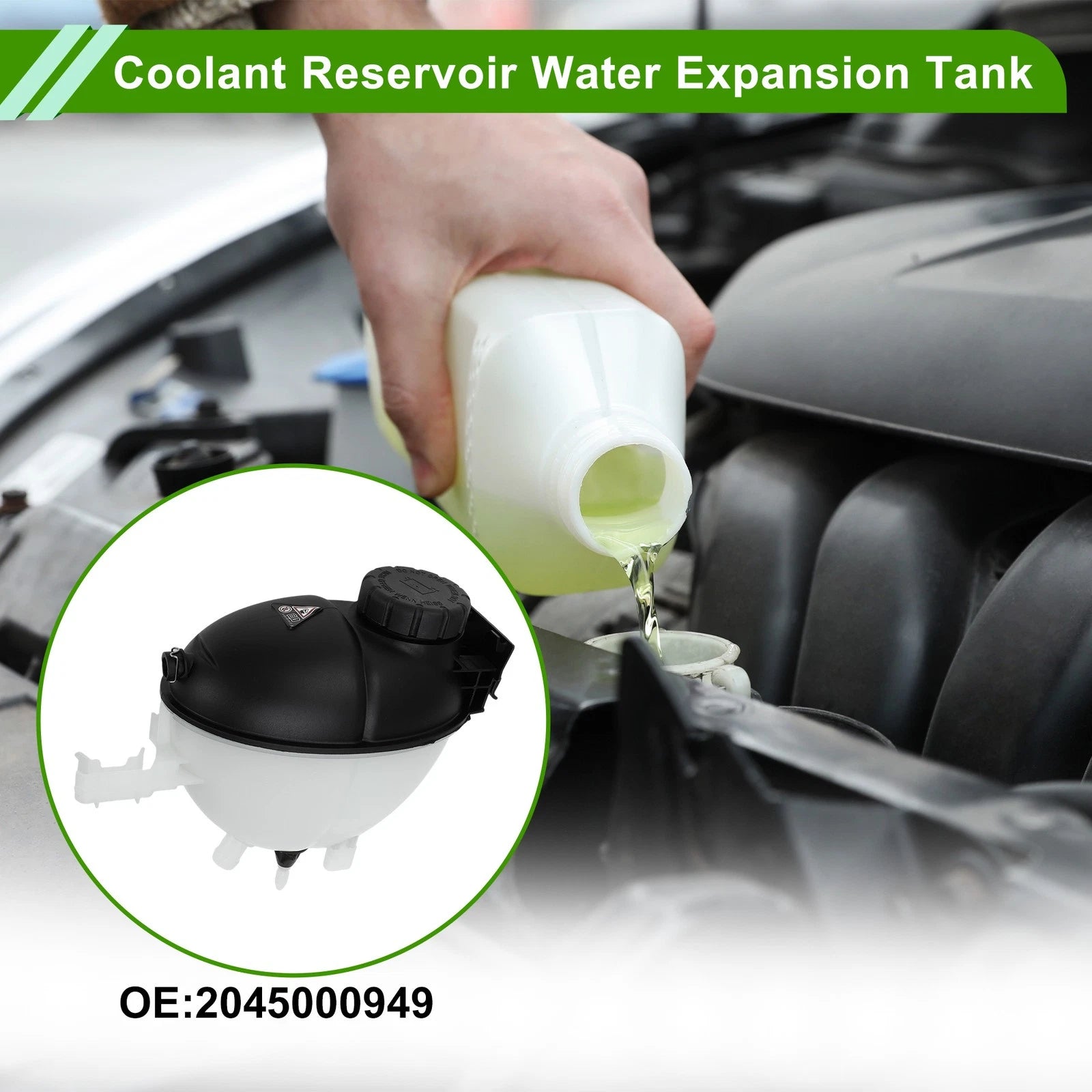Coolant Expansion Overflow Tank with Cap No. 2045000949 for Mercedes C63 (2008–2015)