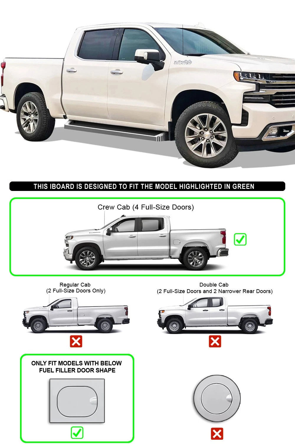 Running Boards for Chevy Silverado GMC Sierra Crew Cab (2019-2026)