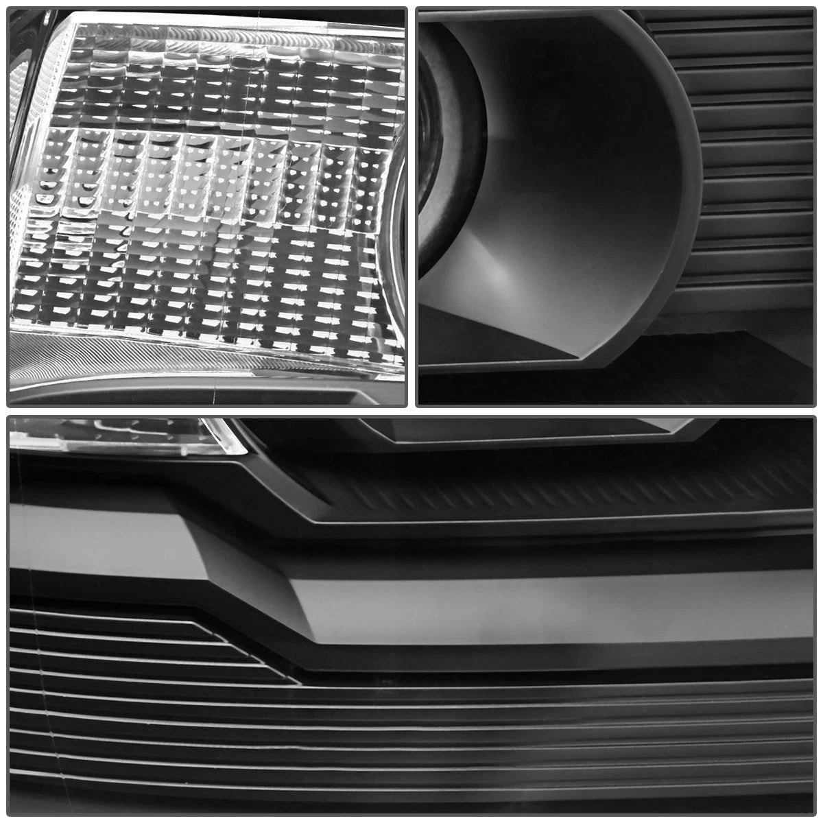 Projector Headlight Lamps for GMC Sierra (2014–2018) Black Housing Clear Corner
