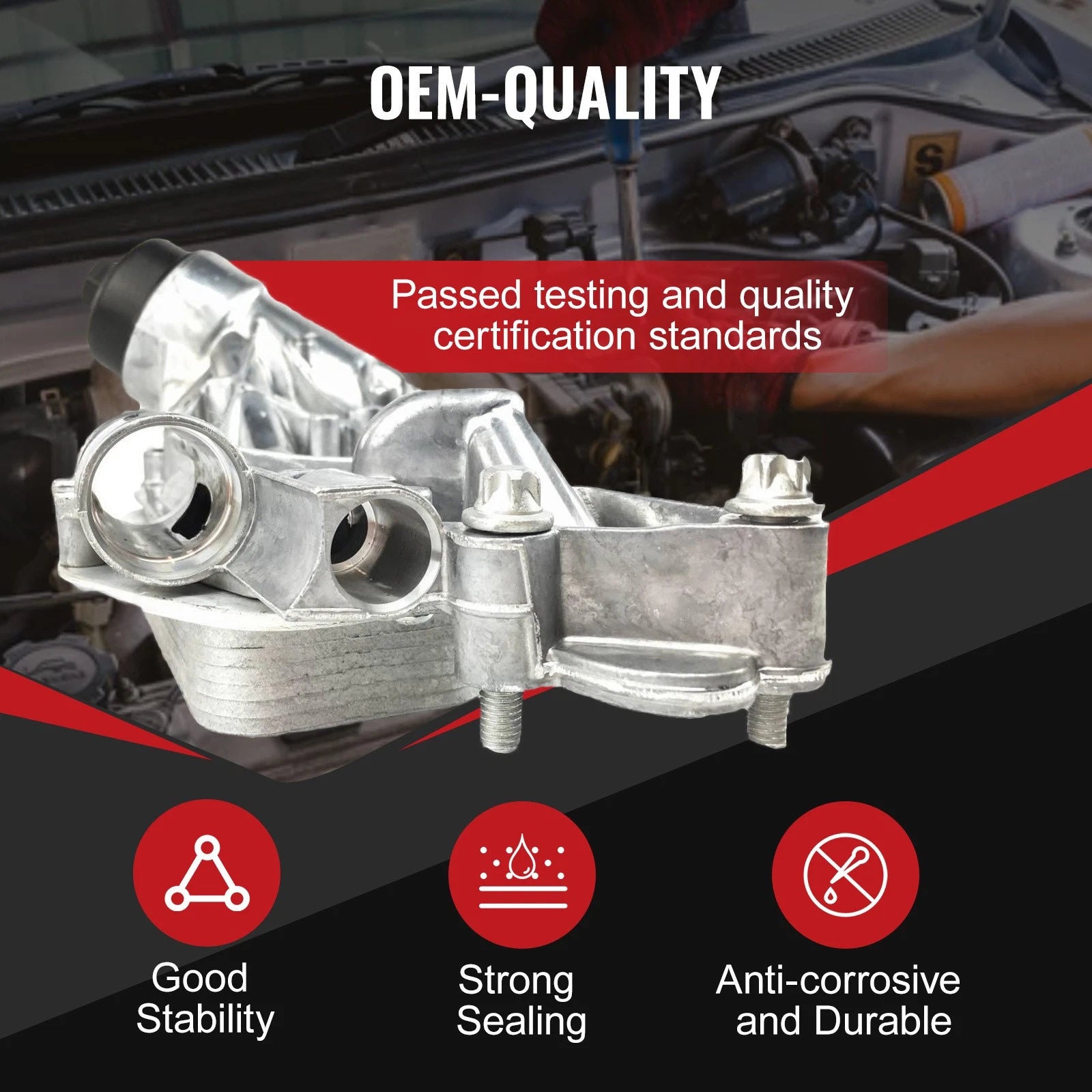 Engine Oil Cooler with Oil Filter Assembly for Chevy Cruze, Aveo, Pontiac G3
