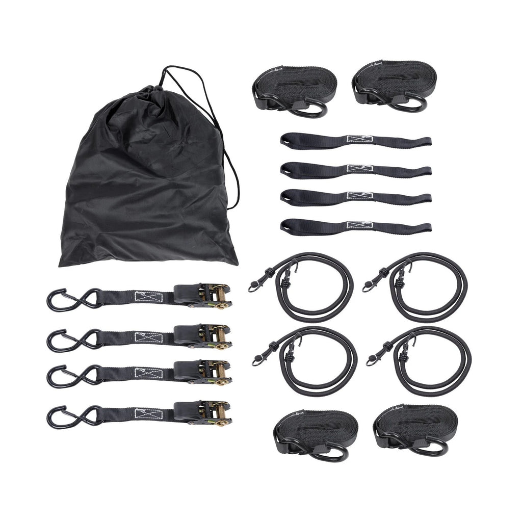 Set of 4 Ratchet Straps 1" x 15' 2200 lbs Break Strength with S Hooks