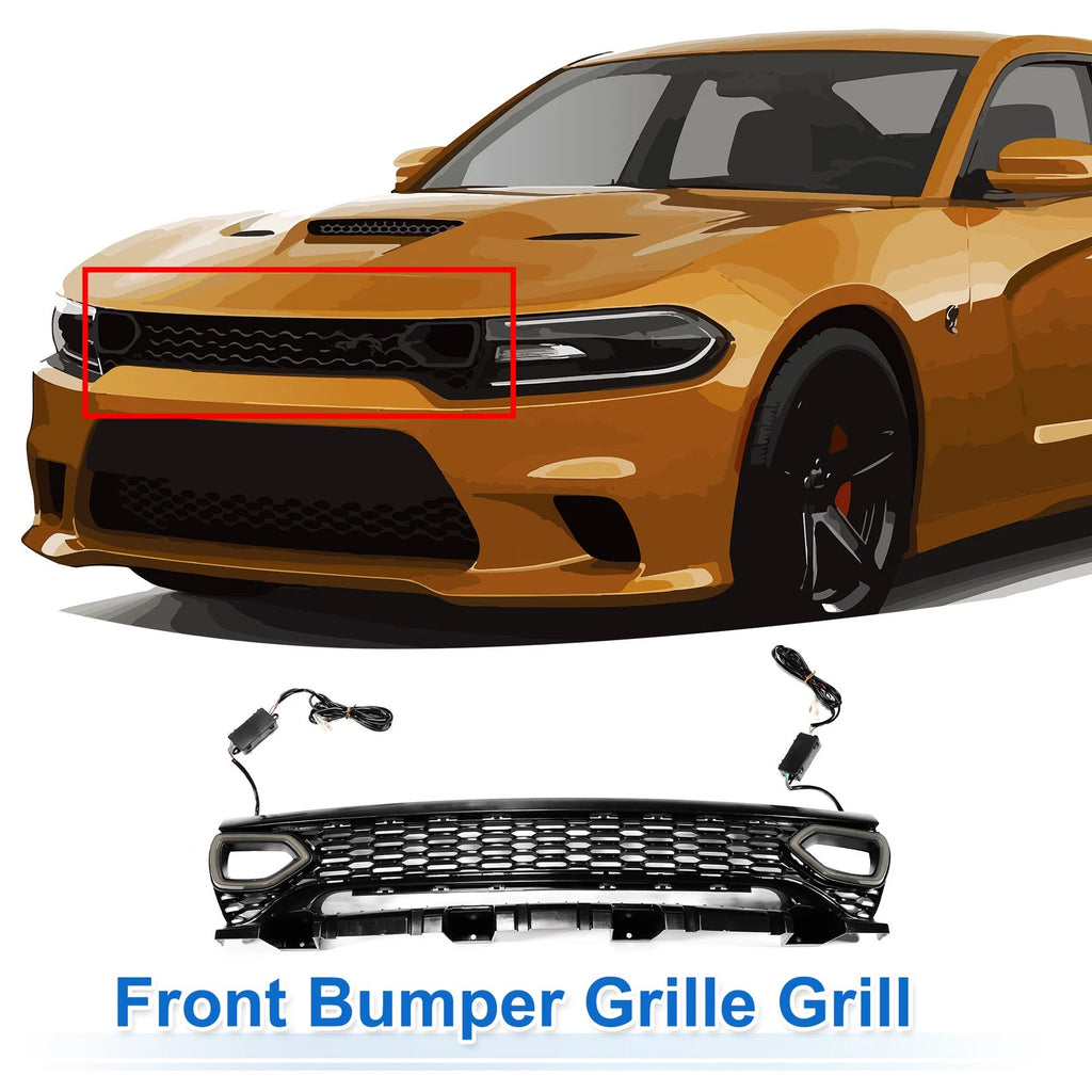 Front Upper Hood Bumper Grille for Dodge Charger (2015–2023) with Light Black