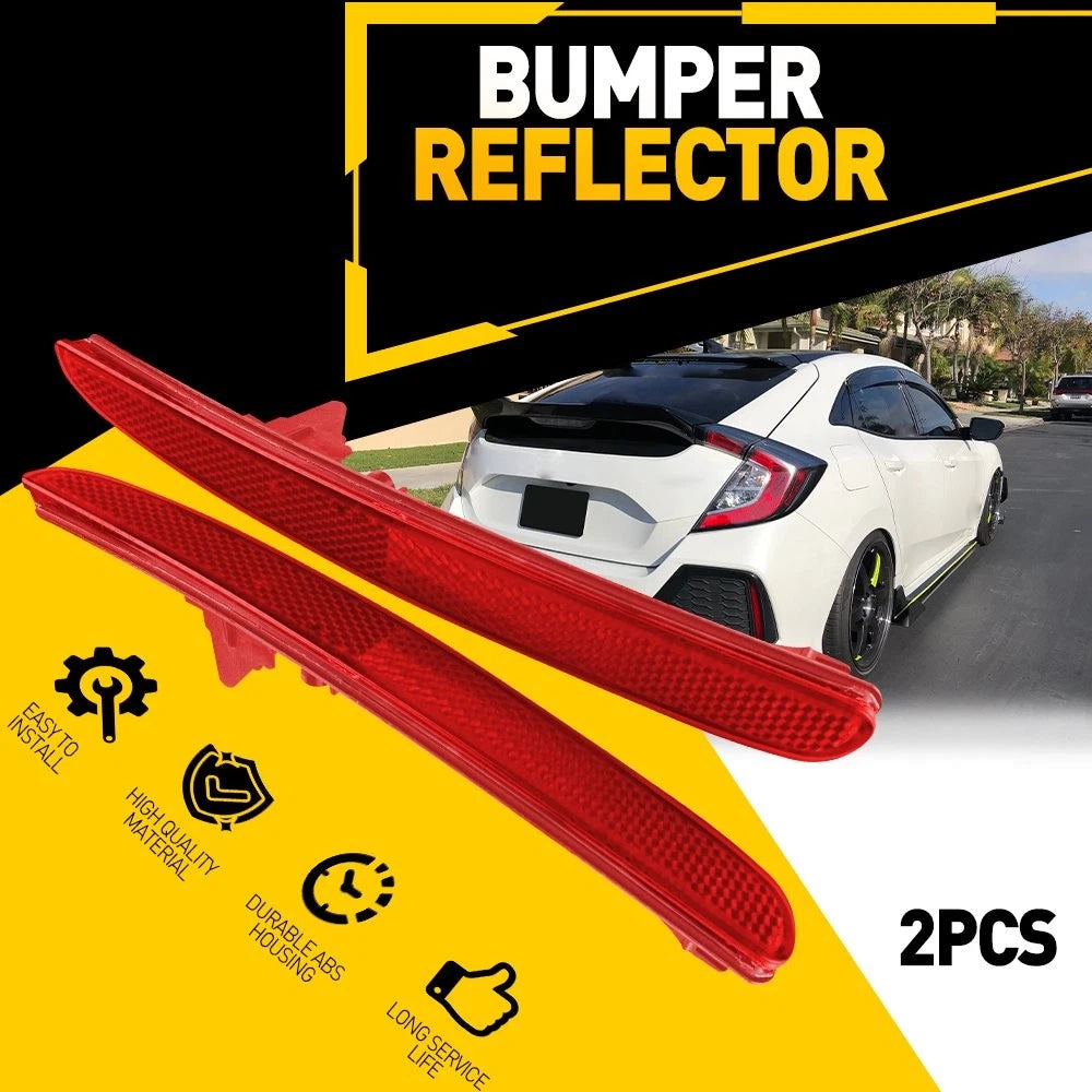 Set of 2 Red Lens Rear Bumper Reflectors for Honda Civic Hatchback (2017–2021)