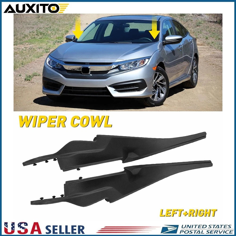 2X Front Cowl Windshield Wiper Motor Cover Trim for Honda Civic (2016–2020)