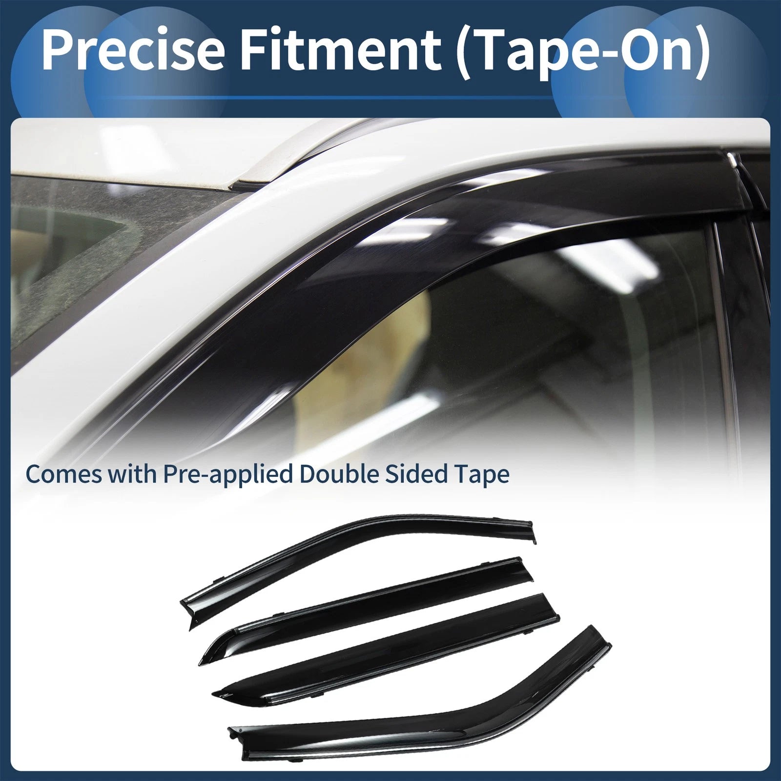 Set of 4 Window Deflectors for Nissan Kicks (2018) - Black Vent Visors