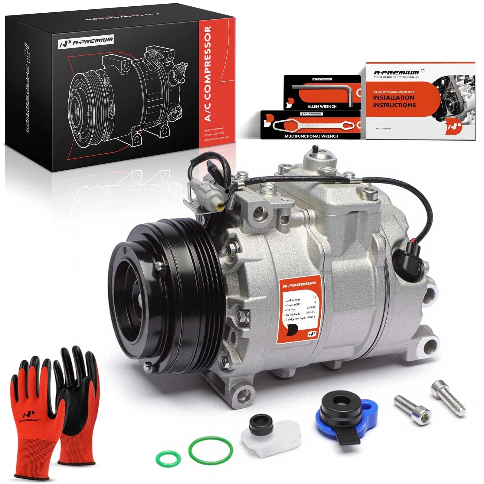 A/C Compressor with Clutch for BMW M5 2011–2013, 2015–2016, 550i 2011–2016