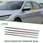Set of 4 Weatherstrip Window Seal for Honda Civic (2017–2020) Black Silver